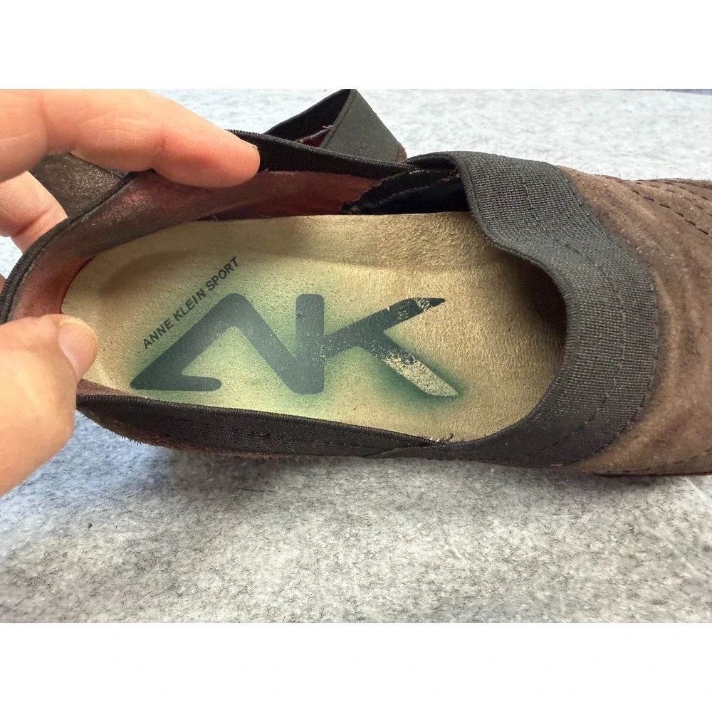 Anne Klein Sport‎ Brown Suede Slip-on Mules Women's Size 8.5